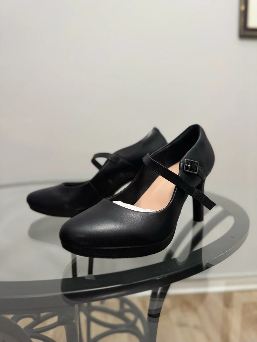 Clarks Ambyr Shine Black Leather Mary Jane Heels Size 10 NWOT